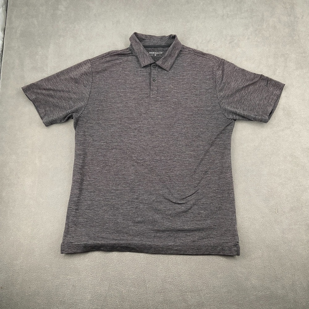 Nike Dri-Fit Golf Polo Shirt Mens Large Dark‎ Gray Space Dye Performance Popover
